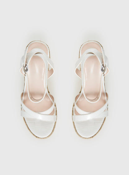 Jesper Espadrille Wedged Heels White Croc