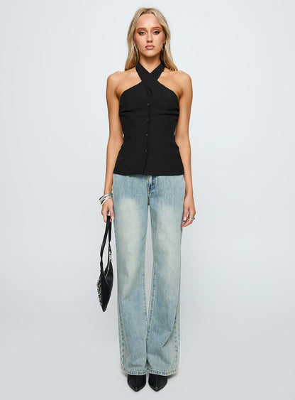 Light Is Coming Cross Detail Top Black
