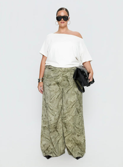 Mckinley Mid Rise Wide Leg Jeans Camouflage Curve
