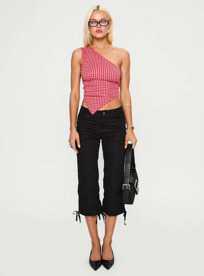 Sunday Sunrise Tie Back Top Red Check