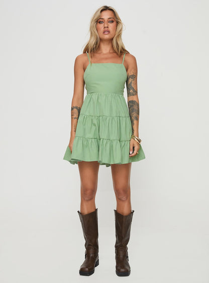 Summer Break Mini Dress Sage