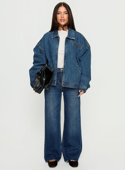 Fawcett High Rise Straight Leg Jeans Dark Blue Wash