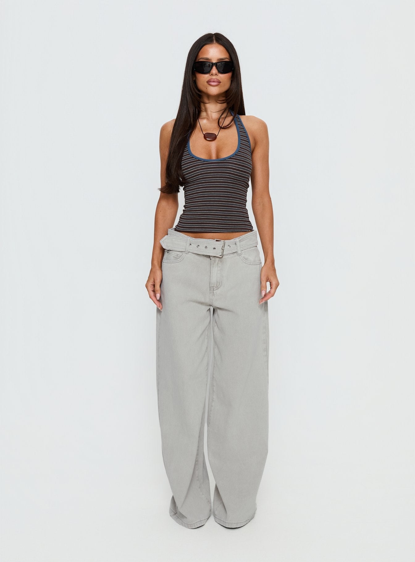 Sugar Talking Halter Top Multi Stripe