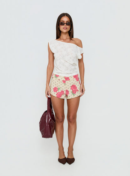 Orvielle Lace Off Shoulder Top Cream