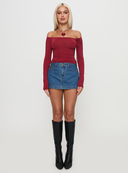 Nicolina Low Rise Denim Mini Skirt Light Wash Tall
