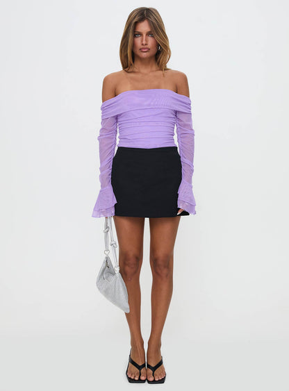 Feel A Way Off Shoulder Bodysuit Lilac