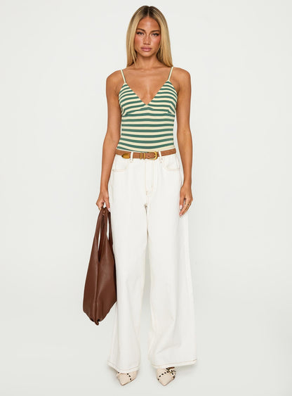 Like A Daydream Bodysuit Green / Cream