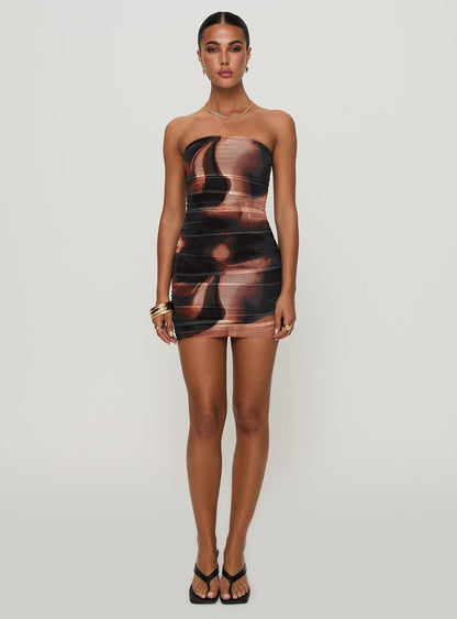 Kalena Mini Dress Brown Multi
