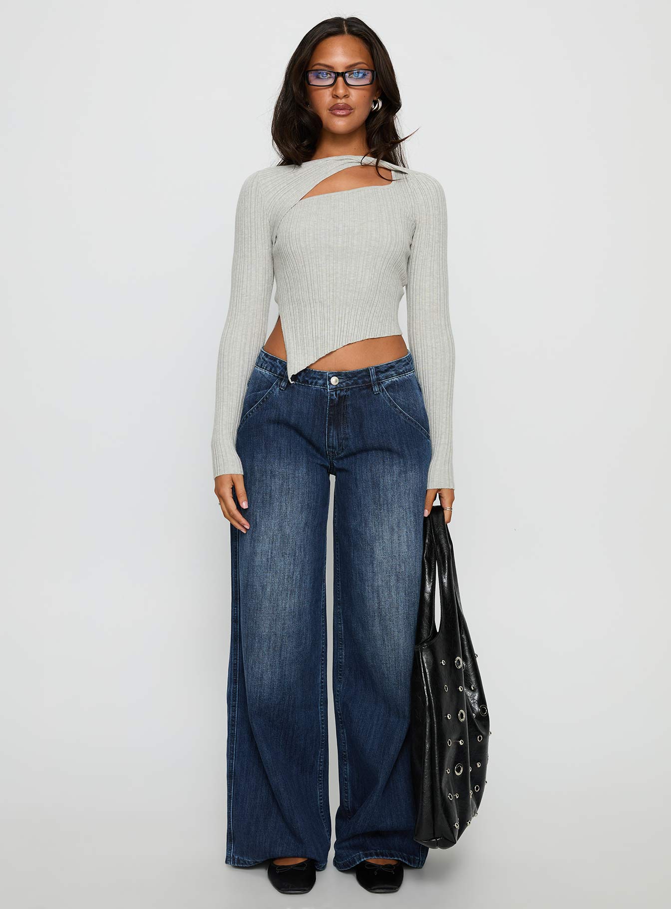 Downtowner Low Rise Cargo Jeans Mid Blue Wash