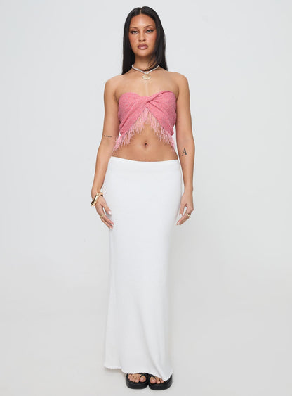 Kovac Reversible Fringe Tube Top Pink