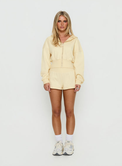 Daytime Cropped Blouson Hoodie Buttercream