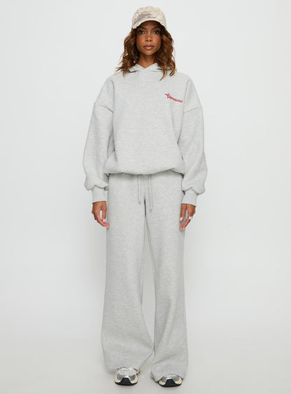 Princess Polly Stargirl Wide Leg Sweat Pants Grey Marle