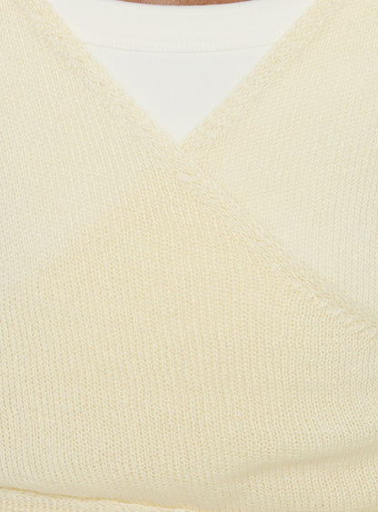 Tonee Sheer Wrap Knit Cardigan Butter Cream