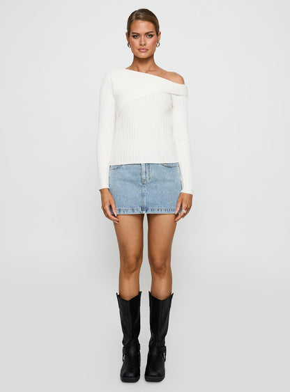 Jaybell Cold Shoulder Sweater White