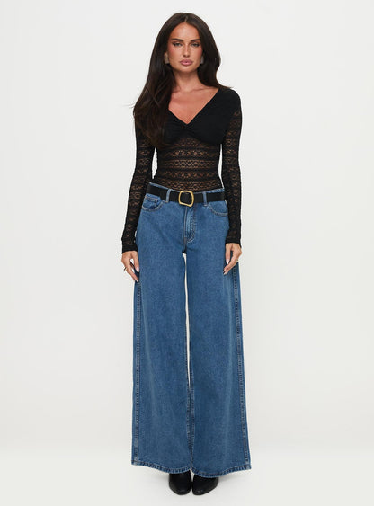Secret Of Us Off Shoulder Lace Bodysuit Black