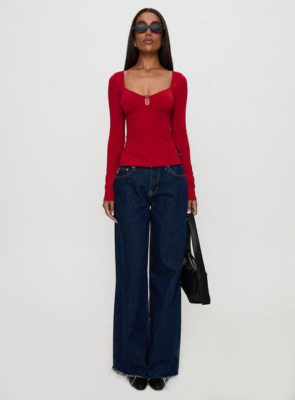 Keane Long Sleeve Top Red