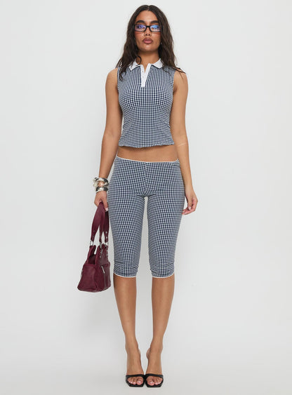Tisuka Top Navy Check