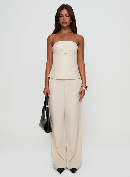 Irresistible Wide Leg Pant Cream Petite