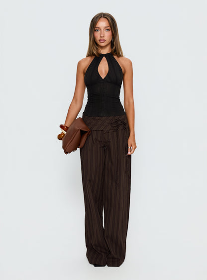 Call You Up Keyhole Backless Top Black