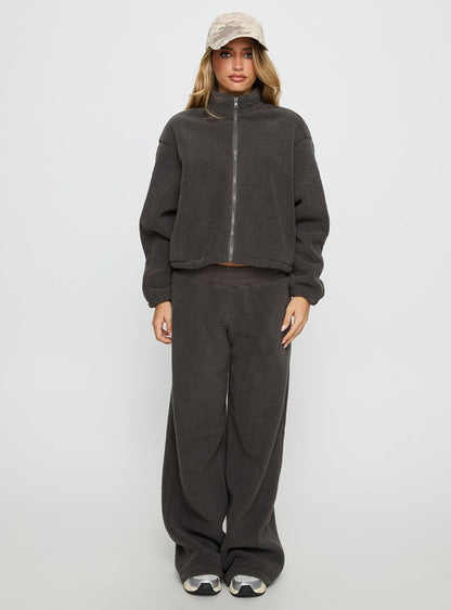 Siberia Fleece Zip Up Jumper Charcoal