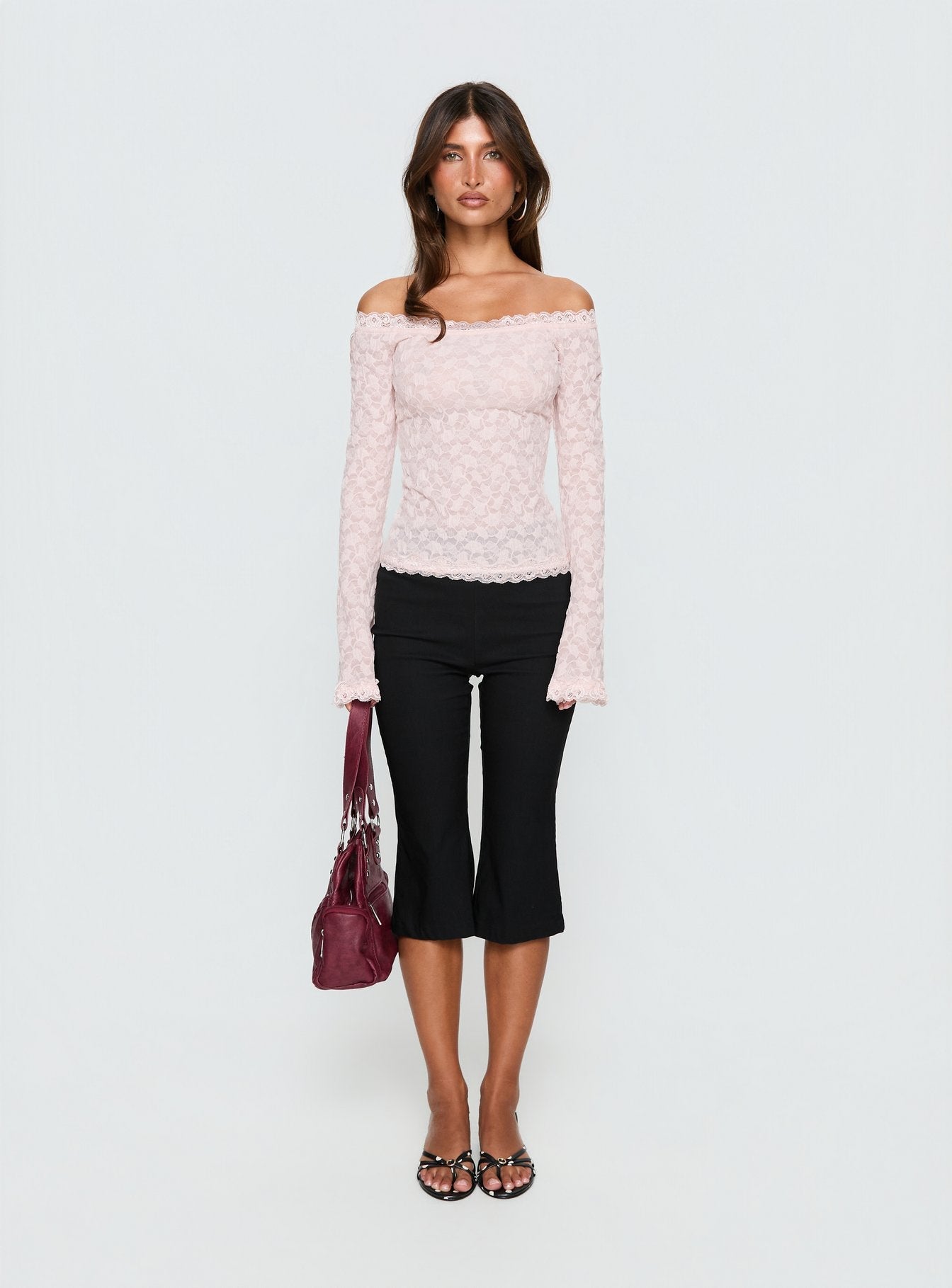 Mochapella Off The Shoulder Top Soft Pink