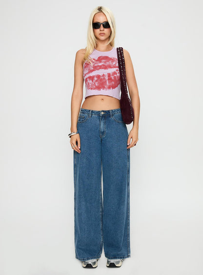 Kiss Of Love Graphic Top Purple