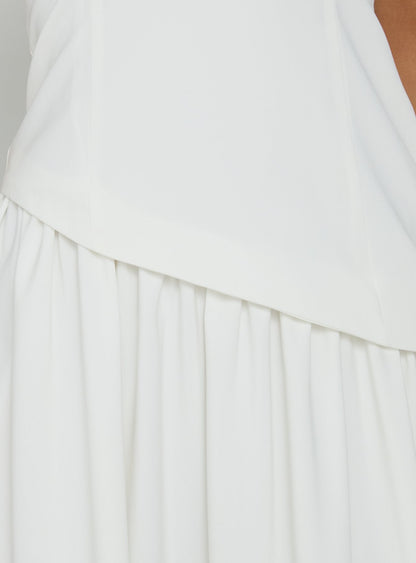 Odela Strapless Drop Waist Maxi Dress White