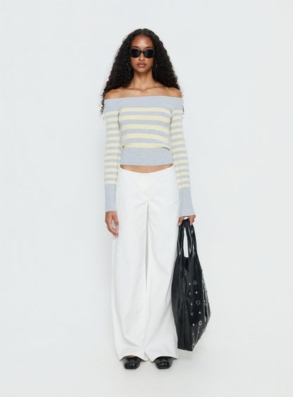 Hereos Mid Rise Baggy Leg Jeans White