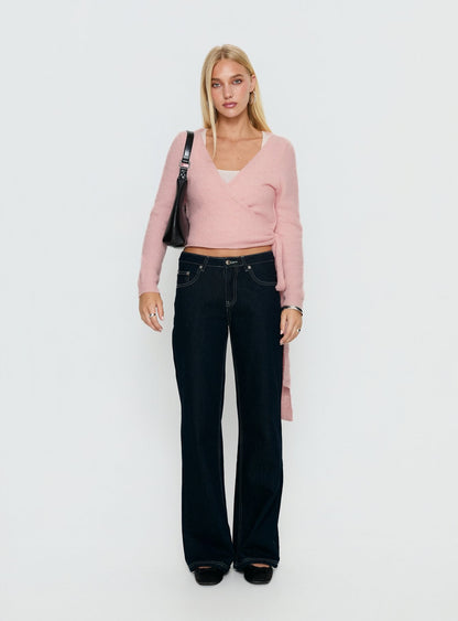 Tonee Wrap Knit Cardigan Pink