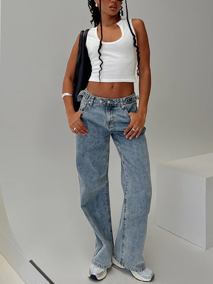 Sidle Low Rise Straight Leg Jeans Light Wash