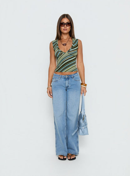 Ramos Low Rise Denim Jeans Bright Blue Wash