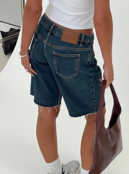 Cult Classic Longline Denim Shorts Vintage Wash