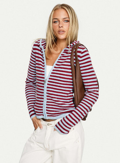 Superstars Zip Through Hoodie Blue / Red Stripe