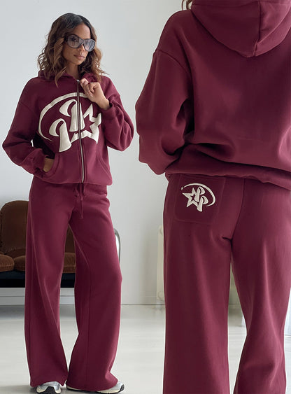 Princess Polly Stargirl Zip Through Jumper Burgundy