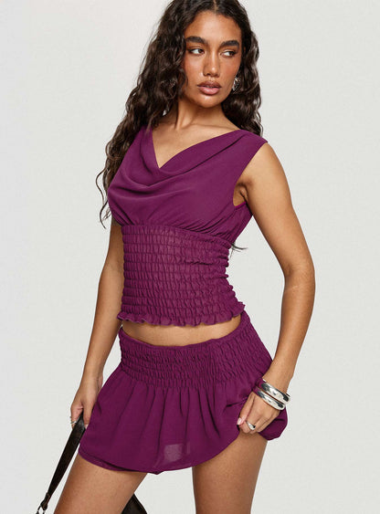 I Belong Shirred Top Wine