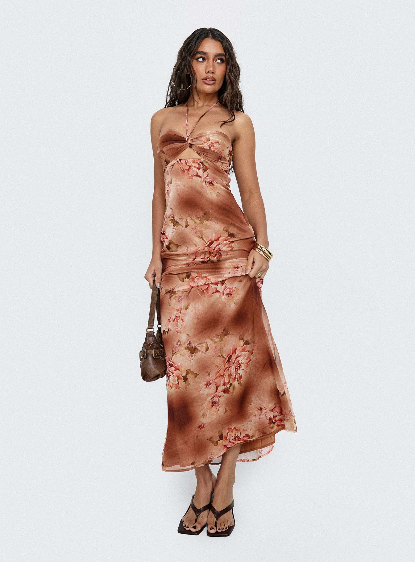 Saye Halter Twist Maxi Dress Multi