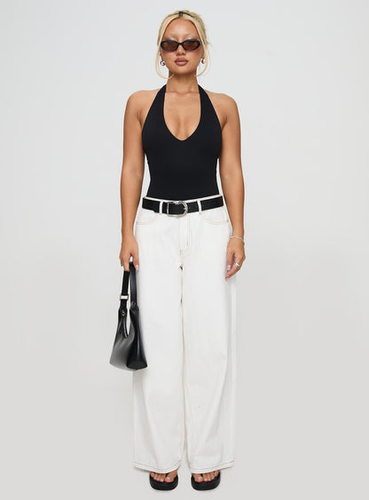 Someone New Halter Bodysuit Black