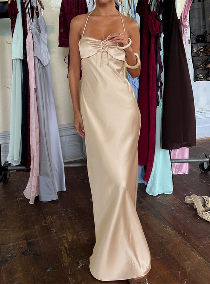 Fireproof Halter Maxi Dress Champagne