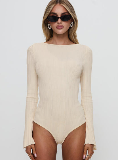 Mayok Long Sleeve Bodysuit Beige