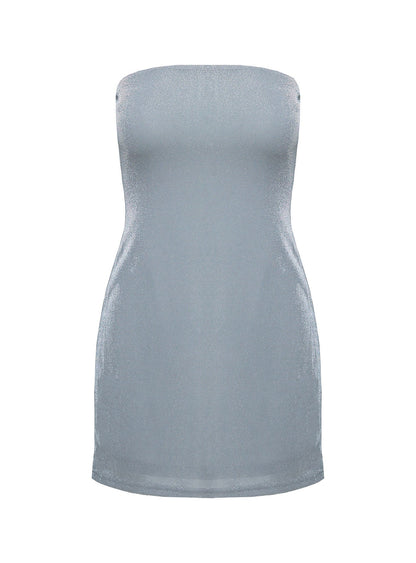 Chromatica Strapless Mini Dress Silver