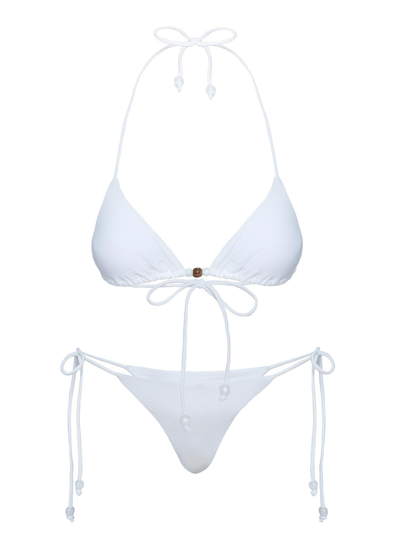 Flounder Bead Detail Triangle Bikini Top White