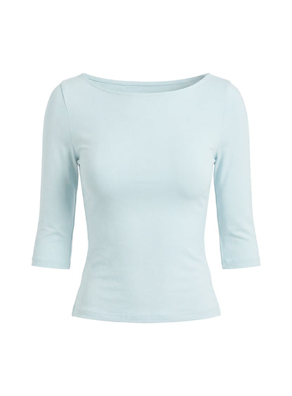 Daily Define Boatneck 3/4 Sleeve Top Icy Blue