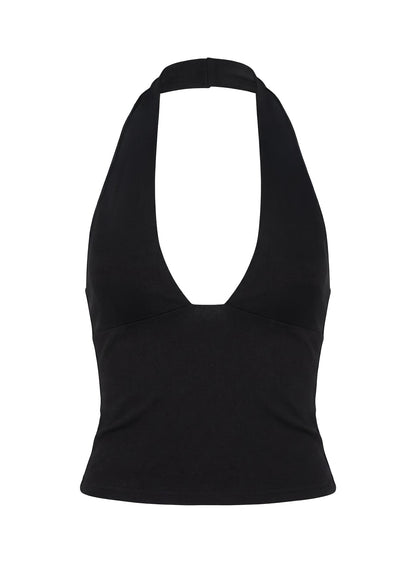 Daily Define Halter Tank Top Black