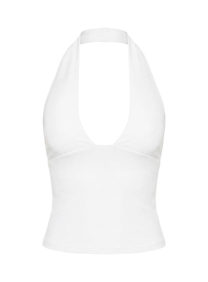 Daily Define Halter Tank Top White