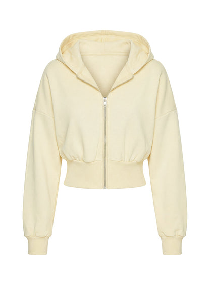 Daytime Cropped Blouson Hoodie Buttercream