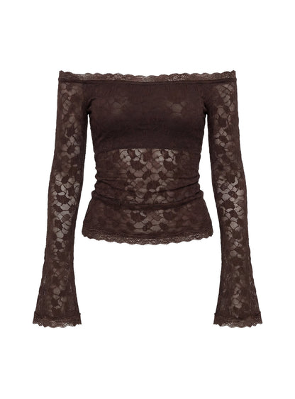 Mochapella Off The Shoulder Top Brown
