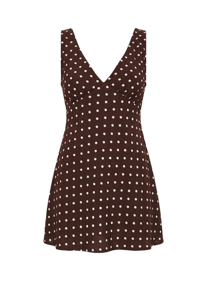 Nellie Mini Dress Brown Polka Dot Tall