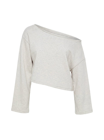 Retreat Raw Edge Off Shoulder Jumper Snow Marle