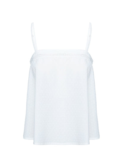 Invisible String Lace Sleep Top White