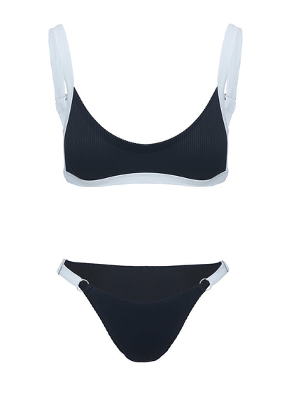Knotti Ribbed Bikini Top Black